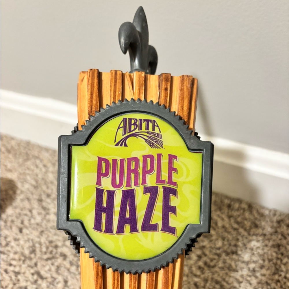 Abita Brewing Co Purple Haze Carved Wood Beer Tap Handle Mancave Display 14"